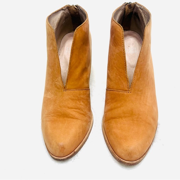 EILEEN FISHER Tan Leather Nelson Split Front Ankle Boots Bootie Womens Size 6 - Picture 3 of 13